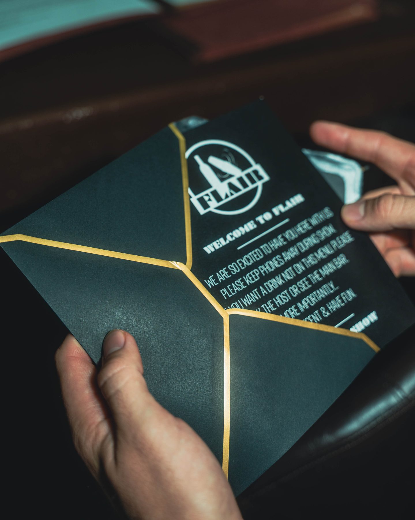 FLAIR welcome card handed to guests