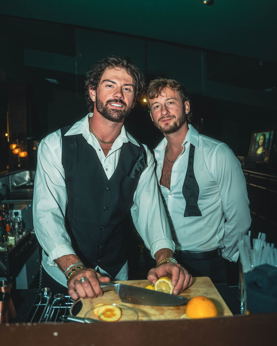 Flair bartenders behind the bar